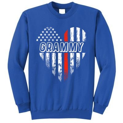 Proud Firefighter Grammy American Flag Heart Gift Tall Sweatshirt