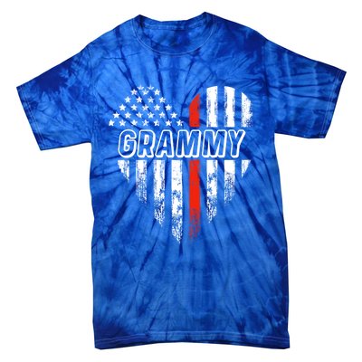 Proud Firefighter Grammy American Flag Heart Gift Tie-Dye T-Shirt