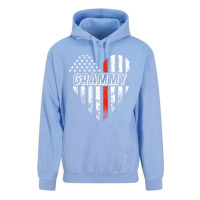 Proud Firefighter Grammy American Flag Heart Gift Unisex Surf Hoodie