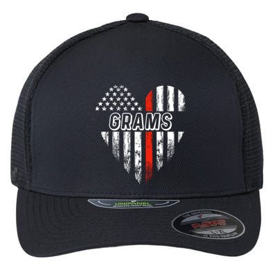Proud Firefighter Grams American Flag Heart Meaningful Gift Flexfit Unipanel Trucker Cap