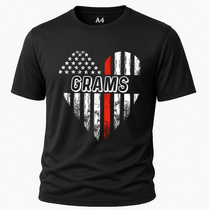 Proud Firefighter Grams American Flag Heart Meaningful Gift Cooling Performance Crew T-Shirt
