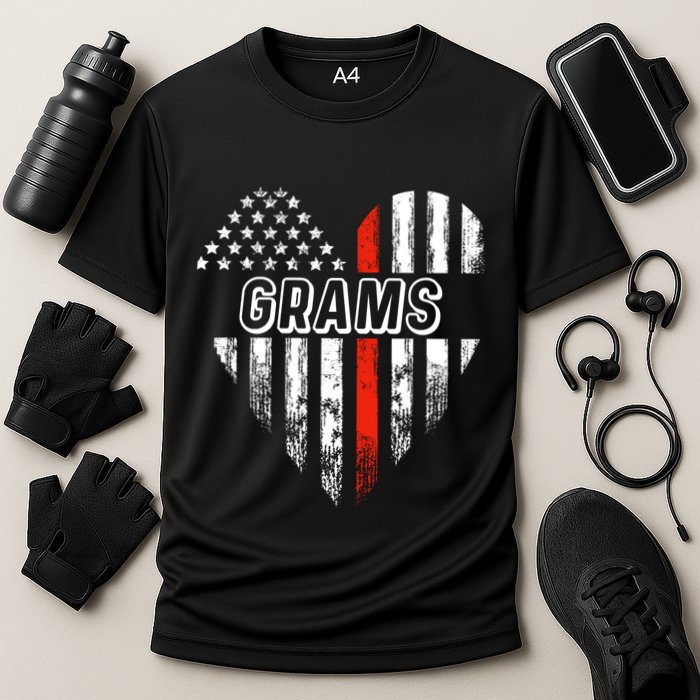 Proud Firefighter Grams American Flag Heart Meaningful Gift Cooling Performance Crew T-Shirt