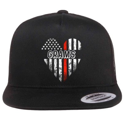 Proud Firefighter Grams American Flag Heart Meaningful Gift Flatbill Hat