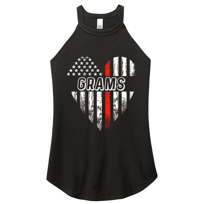 Proud Firefighter Grams American Flag Heart Meaningful Gift Women's Perfect Tri Rocker Tank