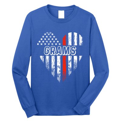 Proud Firefighter Grams American Flag Heart Meaningful Gift Long Sleeve Shirt