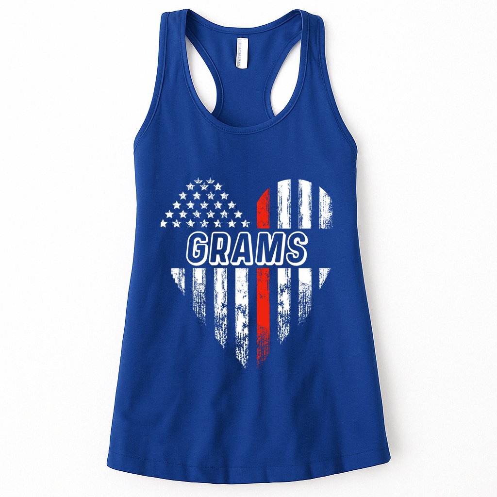 Proud Firefighter Grams American Flag Heart Meaningful Gift Womens Tank Top