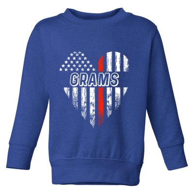 Proud Firefighter Grams American Flag Heart Meaningful Gift Toddler Sweatshirt