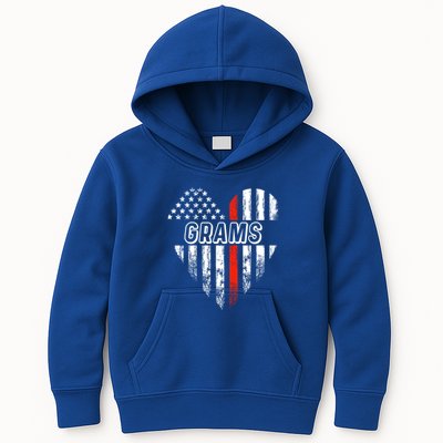 Proud Firefighter Grams American Flag Heart Meaningful Gift Kids Hoodie