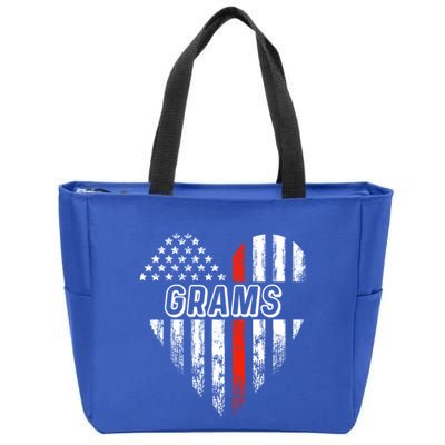 Proud Firefighter Grams American Flag Heart Meaningful Gift Zip Tote Bag