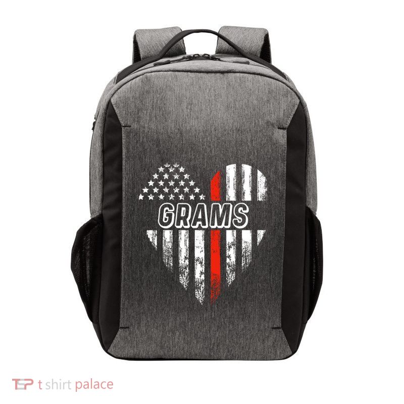 Proud Firefighter Grams American Flag Heart Meaningful Gift Vector Backpack