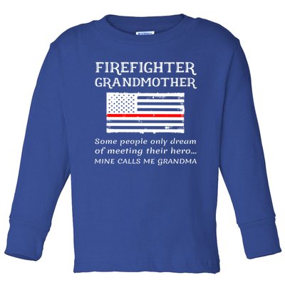 Proud Firefighter Grandmother Fire Fire Grandma Flag Cute Gift Toddler Long Sleeve Shirt