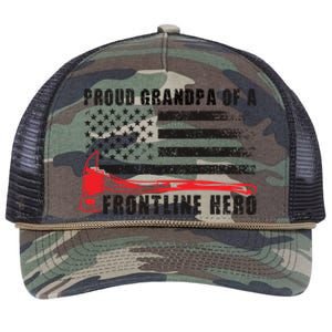 Proud Firefighter Grandpa Of A Hero Fire Grandpa Gift Retro Rope Trucker Hat Cap