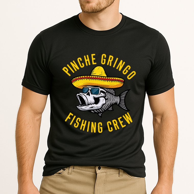 Pinche Funny Gringo Fishing Crew Mexico Fish Fisherman Cooling Performance Crew T-Shirt