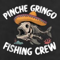 Pinche Fishing Gringo Crew Funny Skeleton 7 Panel Mesh Trucker Snapback Hat