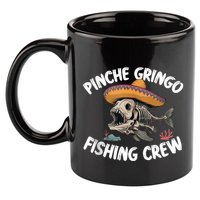 Pinche Fishing Gringo Crew Funny Skeleton 11oz C Handle Ceramic Mug
