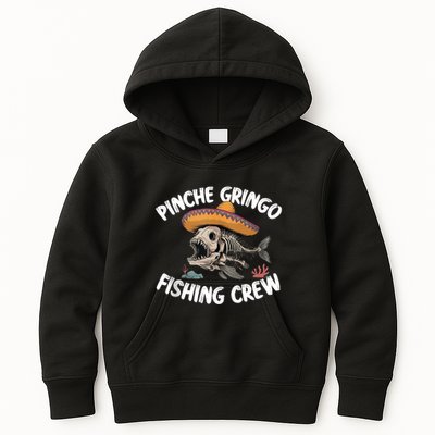Pinche Fishing Gringo Crew Funny Skeleton Kids Hoodie