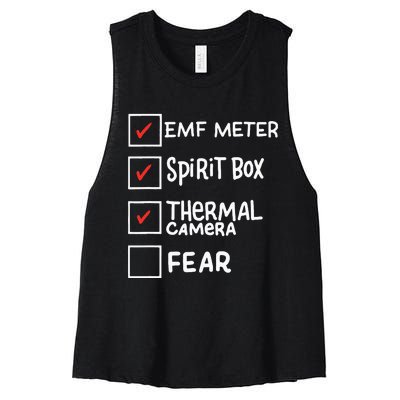 Phasmophobia Funny Ghost Hunter Paranormal Investigators Women's Racerback Cropped Tank