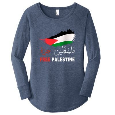 Palestine Free Gaza In Arabic Free Gaza Palestine Flag Support Palestine People Women's Perfect Tri Tunic Long Sleeve Shirt