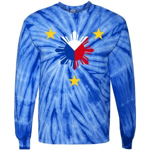 Philippine Flag Gift Philippines Sun And Star Funny Gift Tie-Dye Long Sleeve Shirt