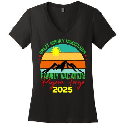 Pigeon Forge Great Smoky Mountains Family Vacation 2025 Trip Women's V-Neck T-Shirt