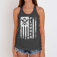 Plumber Flag Gifts For Plumbers Funny Plumbing Outfit Women's Knotted Racerback Tank