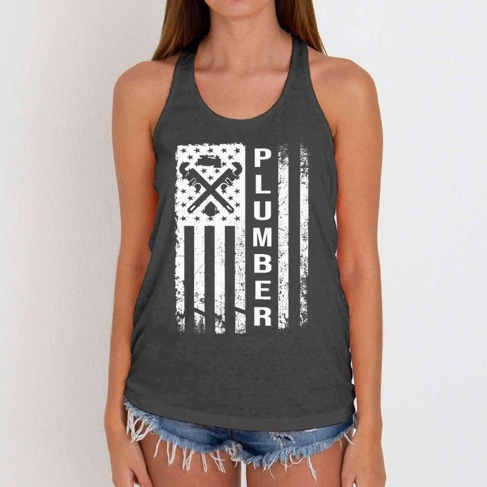 Plumber Flag Gifts For Plumbers Funny Plumbing Outfit Women's Knotted Racerback Tank