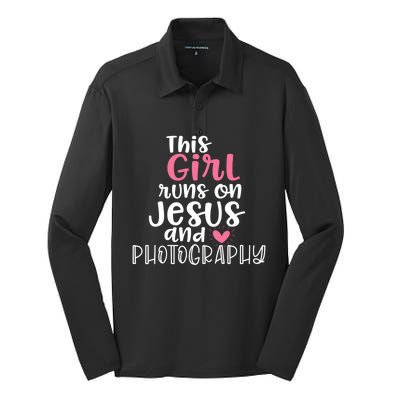 Photographer Funny Gift For Teen Girls Jesus And Photography Gift Silk Touch Performance Long Sleeve Polo