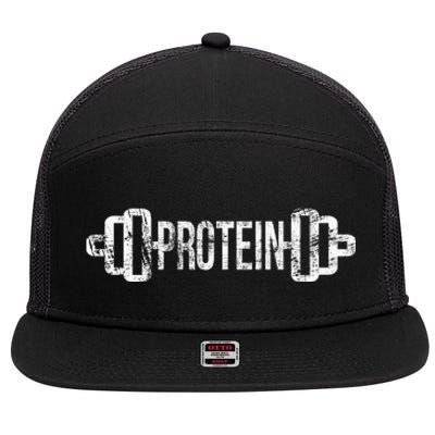 Protein Funny Gym For Gym Goers 7 Panel Mesh Trucker Snapback Hat