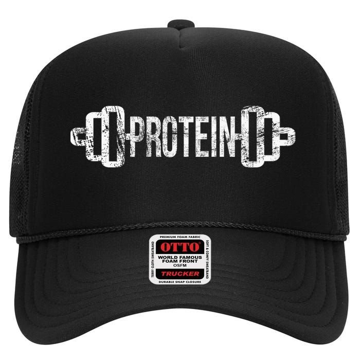 Protein Funny Gym For Gym Goers High Crown Mesh Back Trucker Hat