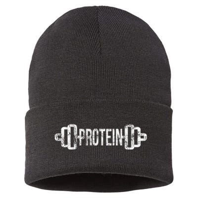 Protein Funny Gym For Gym Goers Sustainable Knit Beanie