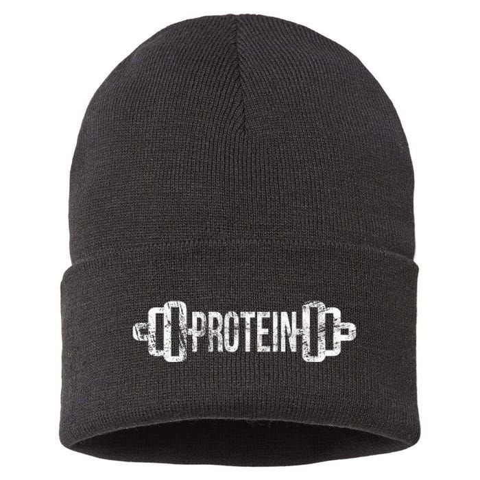 Protein Funny Gym For Gym Goers Sustainable Knit Beanie