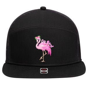 Pink Flamingo Gg Bird Christmas Gift Matching Family Gift 7 Panel Mesh Trucker Snapback Hat