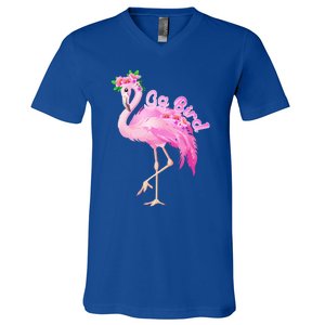 Pink Flamingo Gg Bird Christmas Gift Matching Family Gift V-Neck T-Shirt