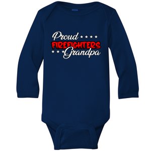 Proud Firefighters Grandpa Great Gift Baby Long Sleeve Bodysuit