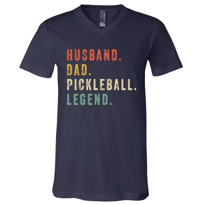 Pickleball Funny Husband Dad Legend Vintage Father's Day V-Neck T-Shirt