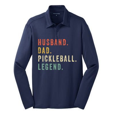 Pickleball Funny Husband Dad Legend Vintage Father's Day Silk Touch Performance Long Sleeve Polo