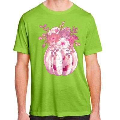 Pastel Floral Halloween Pumpkin Jackolantern Adult ChromaSoft Performance T-Shirt