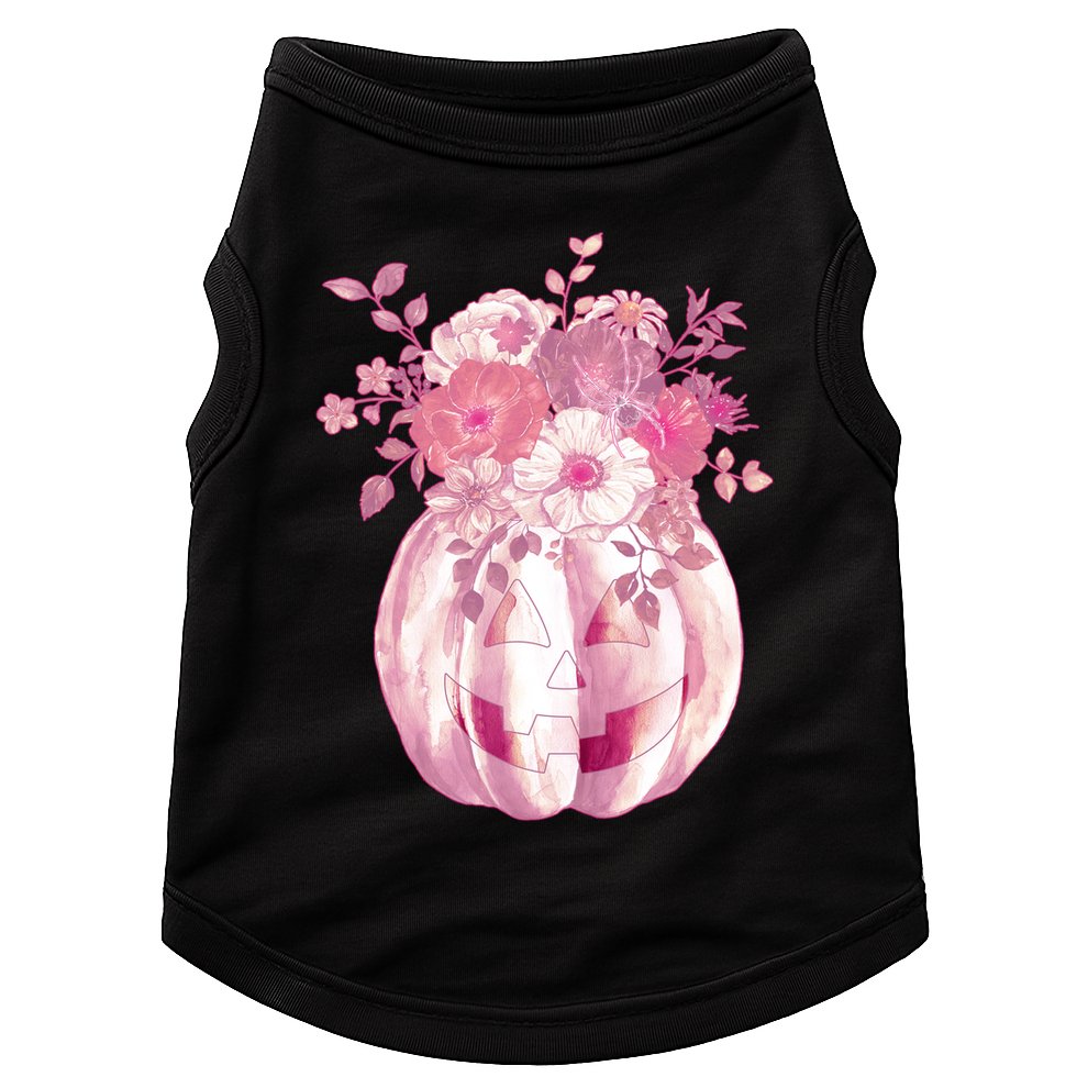 Pastel Floral Halloween Pumpkin Jackolantern Doggie Tank