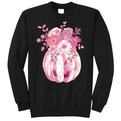 Pastel Floral Halloween Pumpkin Jackolantern Sweatshirt