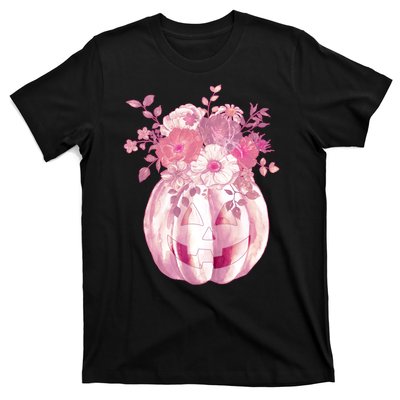 Pastel Floral Halloween Pumpkin Jackolantern T-Shirt