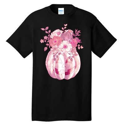 Pastel Floral Halloween Pumpkin Jackolantern Tall T-Shirt