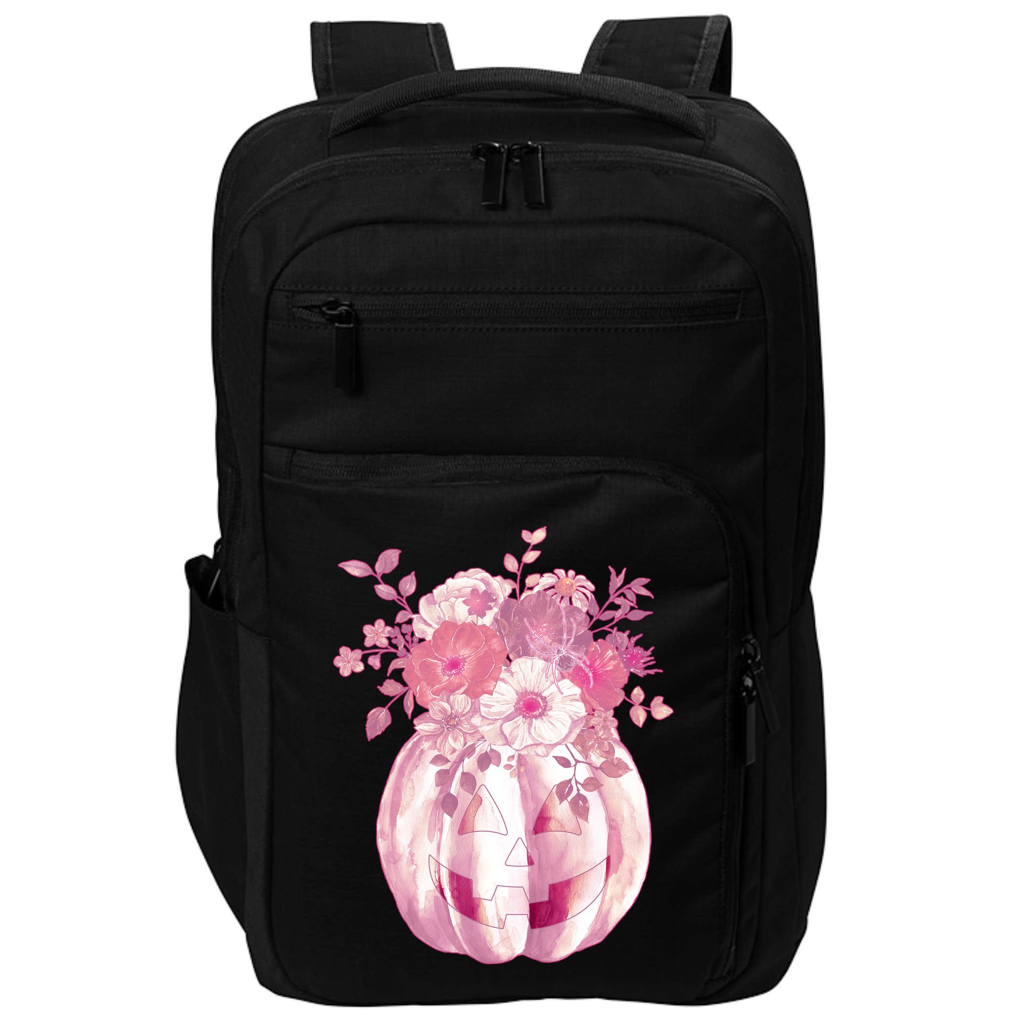 Pastel Floral Halloween Pumpkin Jackolantern Impact Tech Backpack