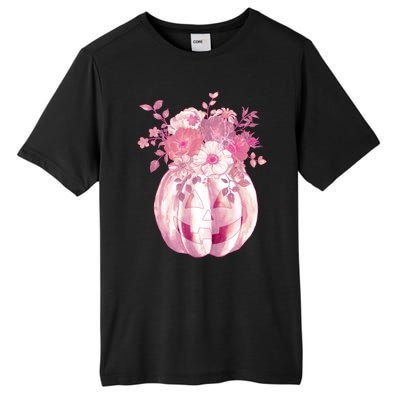 Pastel Floral Halloween Pumpkin Jackolantern Tall Fusion ChromaSoft Performance T-Shirt