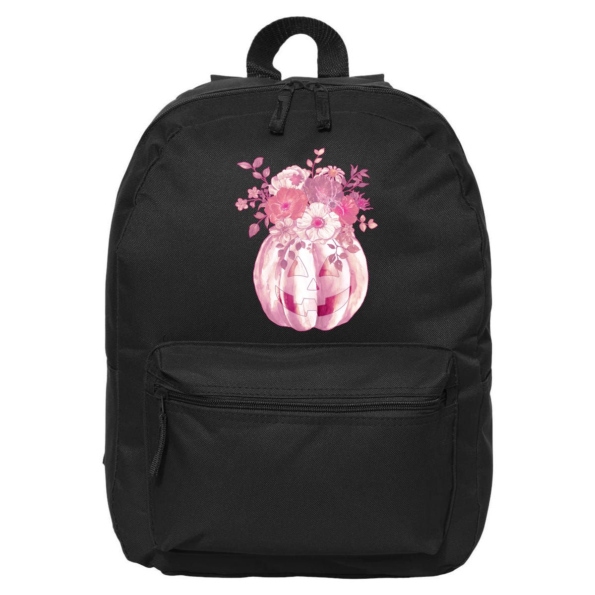 Pastel Floral Halloween Pumpkin Jackolantern 16 in Basic Backpack