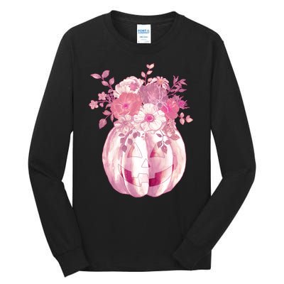 Pastel Floral Halloween Pumpkin Jackolantern Tall Long Sleeve T-Shirt