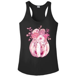 Pastel Floral Halloween Pumpkin Jackolantern Ladies PosiCharge Competitor Racerback Tank