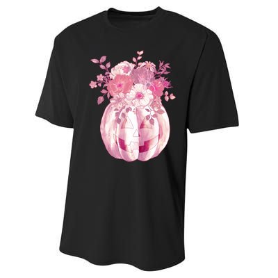 Pastel Floral Halloween Pumpkin Jackolantern Performance Sprint T-Shirt