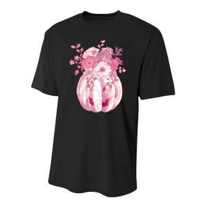 Pastel Floral Halloween Pumpkin Jackolantern Youth Performance Sprint T-Shirt