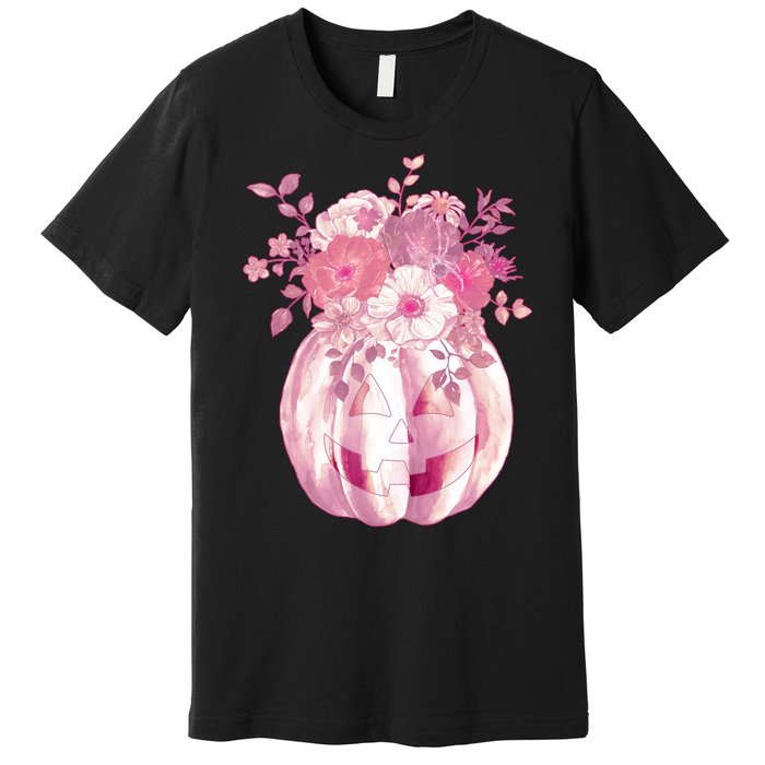 Pastel Floral Halloween Pumpkin Jackolantern Premium T-Shirt