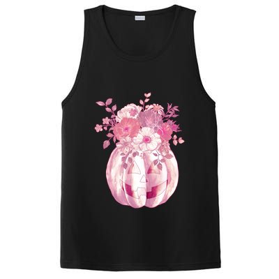 Pastel Floral Halloween Pumpkin Jackolantern PosiCharge Competitor Tank